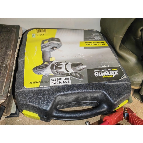 172 - Cordless Drill With 2 Batteries + A Car Battery Starter