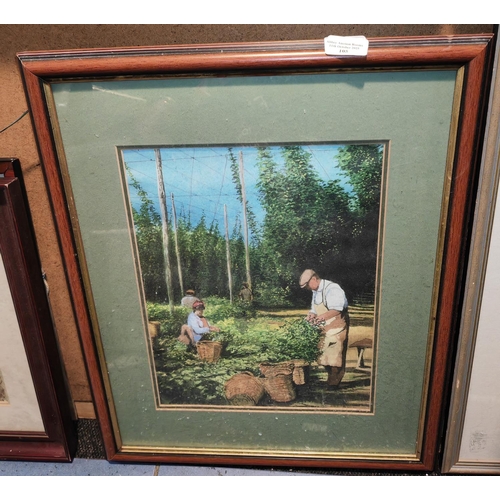 105 - Framed Print Of Hop Pickers