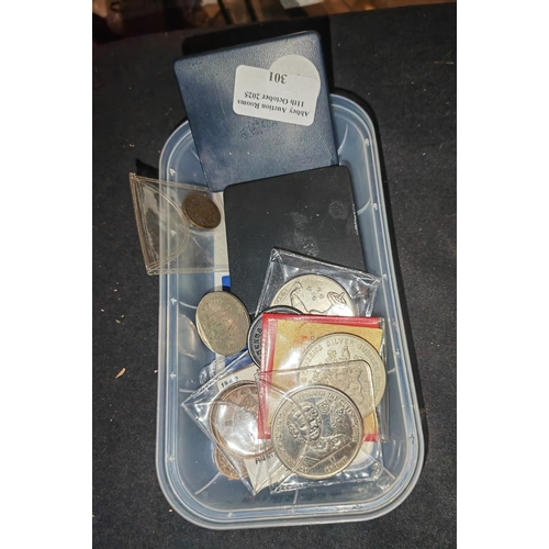 301 - Tub Of Assorted Coins And Medals