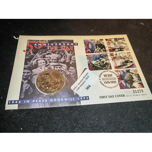 304 - 50Th Anniversary D Day Coin First Day Cover