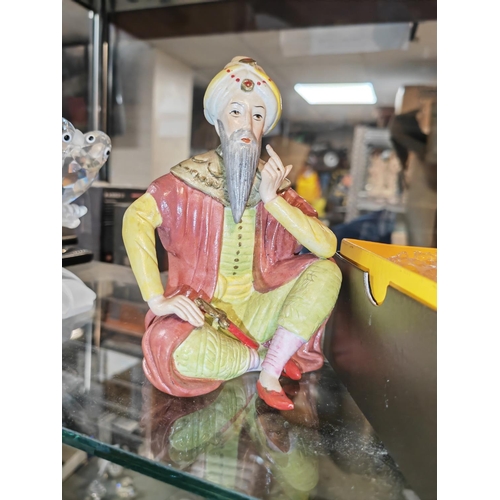 342 - Turkish China Man Ornament + Blue And White China Egg Shaped Ornament