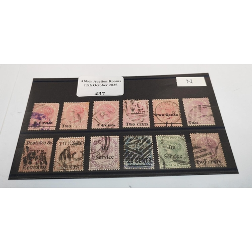 437 - Card Of Ceylon Victoria Overprints