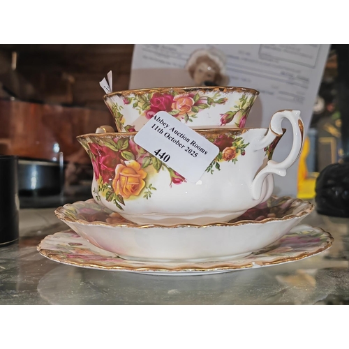 440 - Royal Albert Old Country Roses Trio Plus A Sugar Bowl