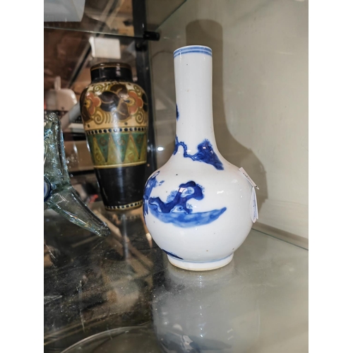 444 - Small Oriental Blue And White Vase