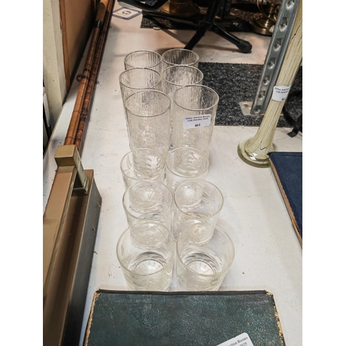 461 - Set Of 6 Lemonade Glasses Plus A Set Of 6 Etched Sherry/Brandy Glasse