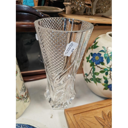 479 - Heavy Cut Glass Crystal Vase