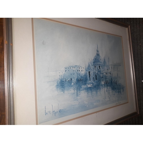 95 - Framed Continental Temple Print Ltd Edition + Large Framed Print Of A High St With Cathedral In Back... 