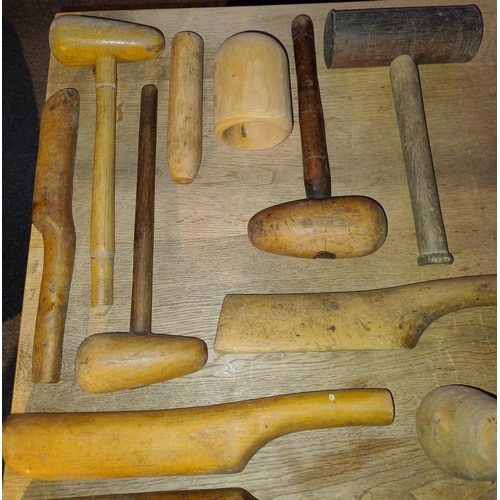 126 - 11 X Roofers Lead Dressing Mallets & Turpins Vintage