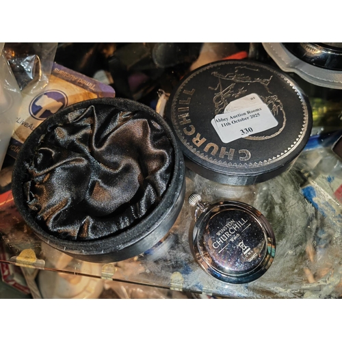 330 - Vintage Winston Churchill Pocket Watch, New Battery In Working Order And History Information