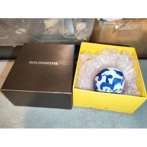 342 - Turkish China Man Ornament + Blue And White China Egg Shaped Ornament