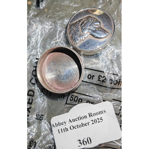 360 - Silver 925 Dog Patterned Pill Box