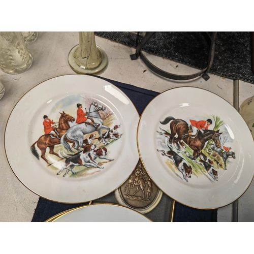 467 - 6 Hunting Scene Picture Plates