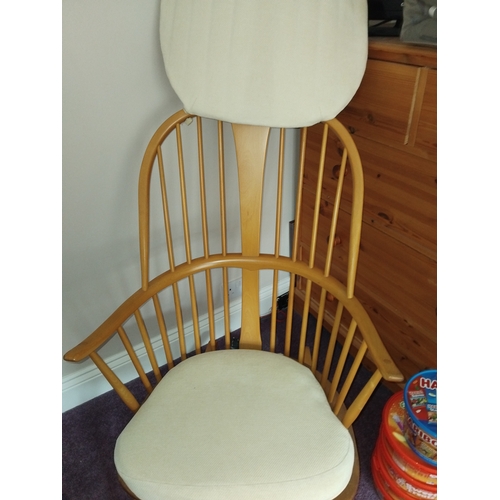 Blond Ercol Rocking Chair With Splat To Back