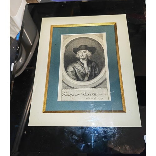 201 - Etching And Engraving Of Wilhelmus Baxter 1719, Framed And Glazed To Be Sold With Book Dated 1726