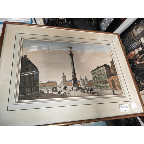 226 - French Original Coloured Print 1800'S Paris Framed