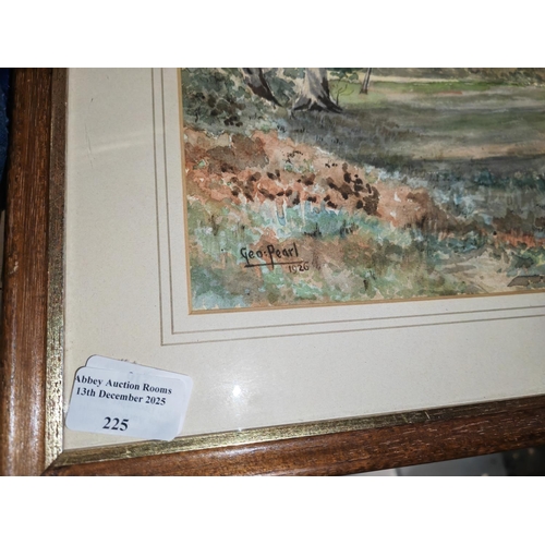 225 - Framed Signed Forest Watercolour By Geo Pearl 1926