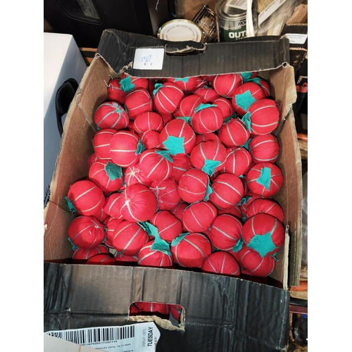 108 - Box Of Tomato Pin Cushions