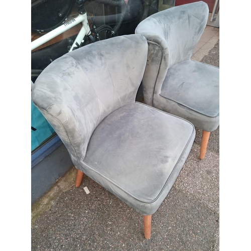 74 - 2 Grey Crushed Velvet Chairs