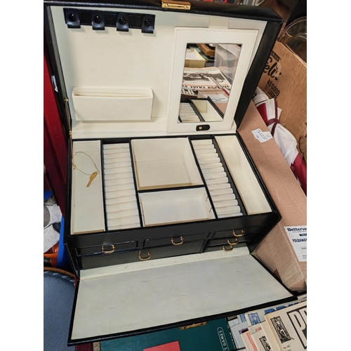 238 - Large Black Case With Drawers And Compartment In Good Condition With Key