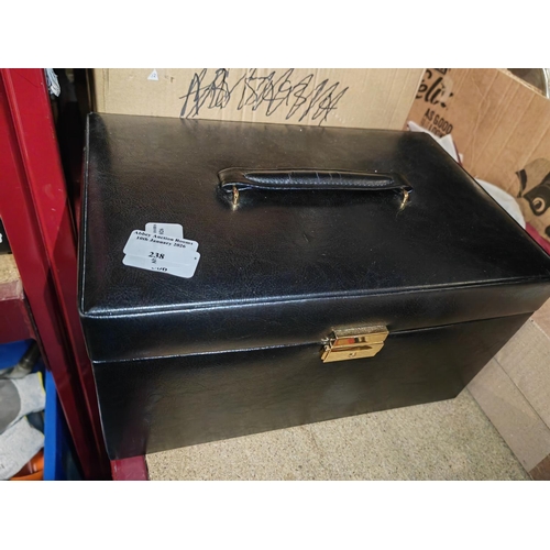 238 - Large Black Case With Drawers And Compartment In Good Condition With Key