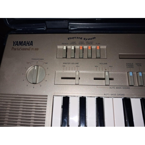 114 - Yamaha Porta Board PC-100 Electronic Keyboard In Case Told Working By Vendor But No Power Cable