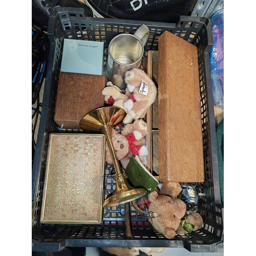 253 - Box Of Assorted Items Including Harrods Teddy Bear Keyrings Etc