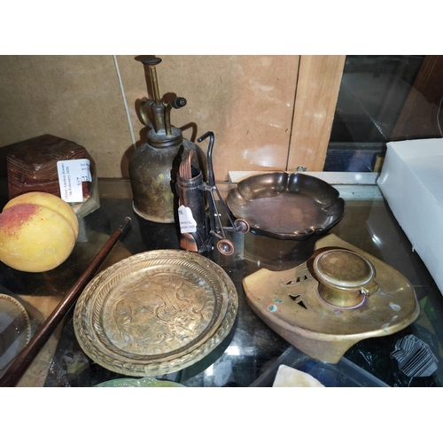 304 - Selection Of Brassware Including A Oil Can And Inkwell