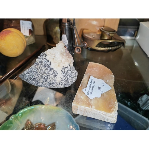 305 - Chunk Of Calcite Stone Plus A Slab Of Marble