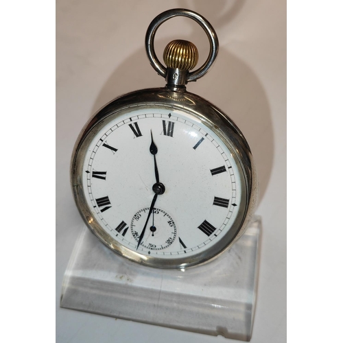 355 - Solid Silver Cased Pocket Watch Hallmark For London 1919 Manual Wing Working When Listed