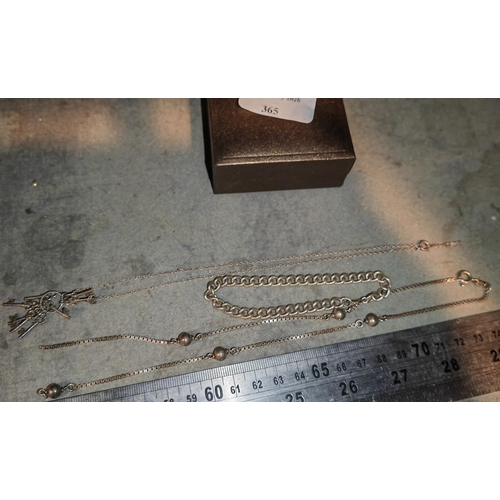 365 - 2 Silver Necklaces One With Keys Pendant Other A/F Plus A Silver Bracelet Weights Approx. 27.3Gms