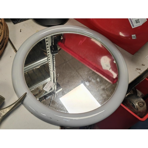 461 - Grey Framed Round Mirror