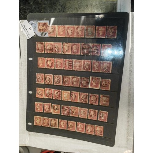 522 - Page Of British 1864-58 1D Red Stamps