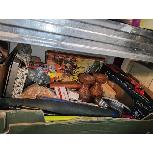 563 - Box Of Assorted Items Including Hand Bags, Candlestick Holders, Frames Etc