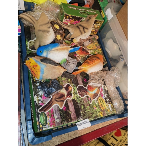 575 - Small Crate Of Ceramic Birds