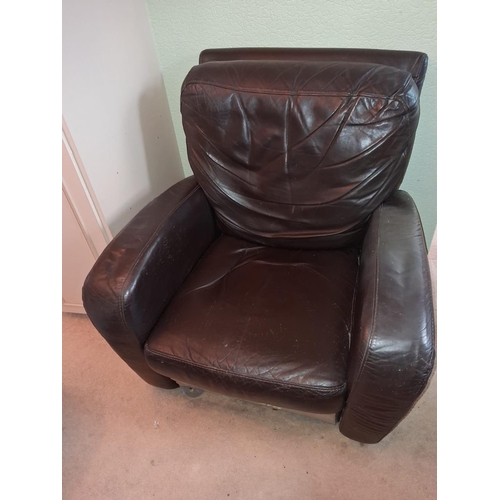 42 - Vintage Brown Swivel Arm Chair