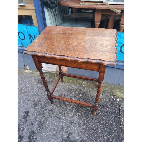 69 - Mahogany Piecrust Edge Barley Twist Legged Side Table