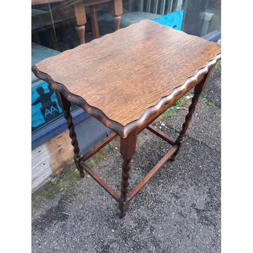 69 - Mahogany Piecrust Edge Barley Twist Legged Side Table