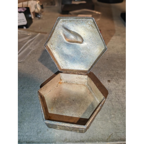 337 - Metal Trinket Pot With Peacock Decoration To Top