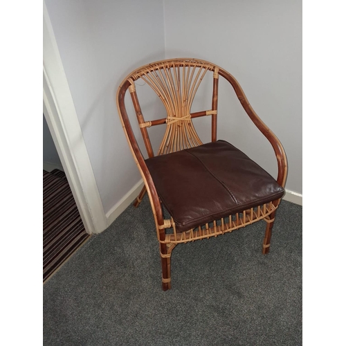 104 - Bamboo Chair With Leather Cushion