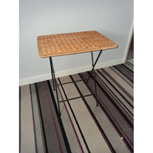 107 - Metal And Wicker Small Fold Up Side Table