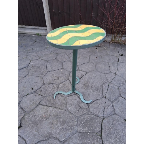 110 - Small Oval Metal And Ceramic Side Table