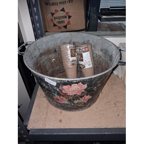 67 - Painted Galvanized Bucket/Planter