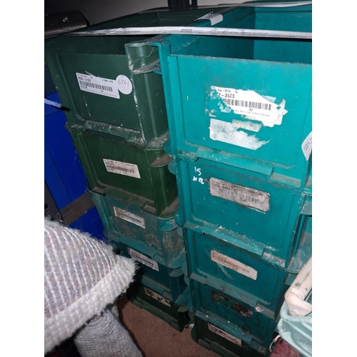 97 - 10 X Anixter Heavy Duty Stackable Storage Bins 12