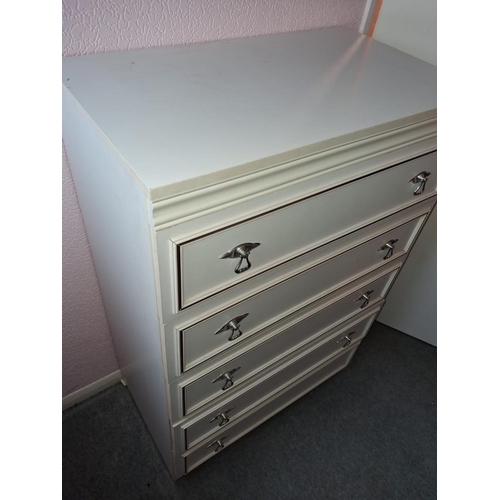 46 - White 5 Drawer Chest Of Drawers