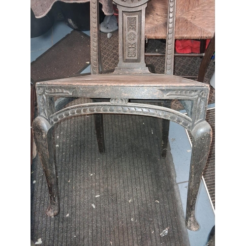 73 - Carved Oak Green Man Chair With Solid Chair