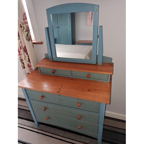 105 - 4 Pce Bedroom Set In A Blue Washed Paint