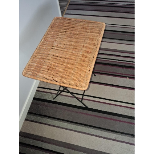 107 - Metal And Wicker Small Fold Up Side Table