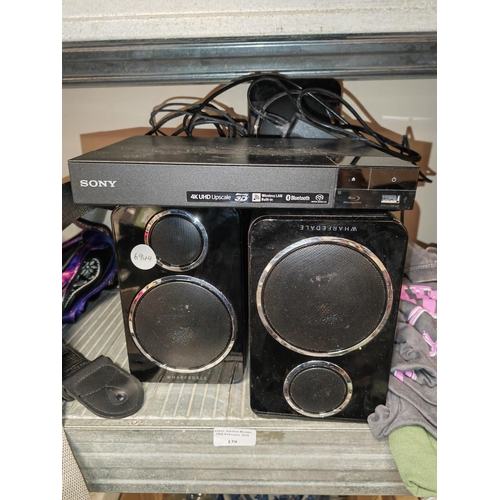 139 - Sony Blueray 3D Dvd Player No Remote Control Plus A Set Of Wharfedale Surround Sound Speakers