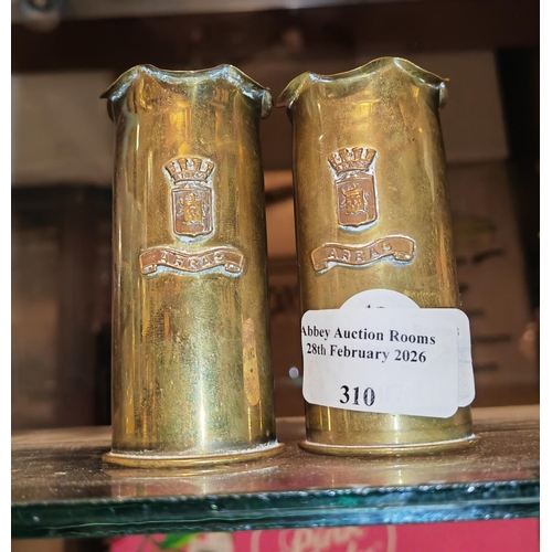 310 - Pair Of Small Trench Art Vases 1916 Arras