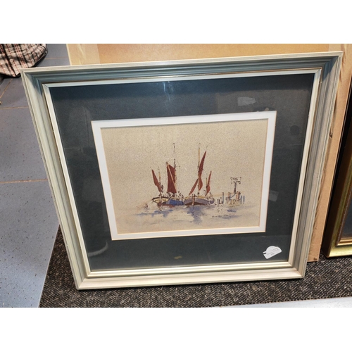 109 - Framed Watercolour Of Barge By Gerard Edwin Tucker